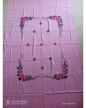 Handpainted  cotton Single bed sheet Floral Print - Design 5